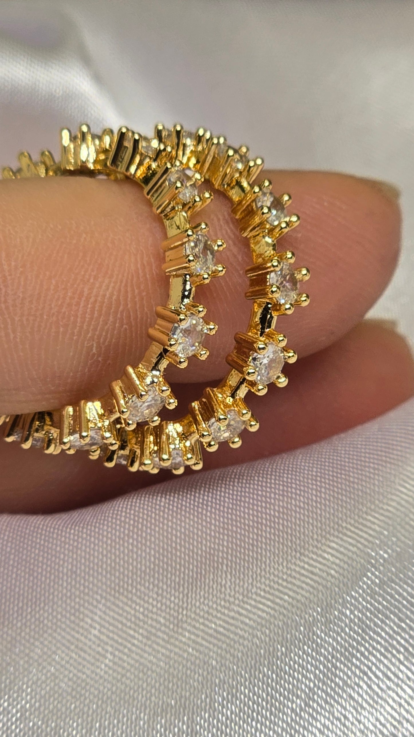 Adjustable Pave Zircon Ring 18k Gold Plated | Elegant, Stone-set