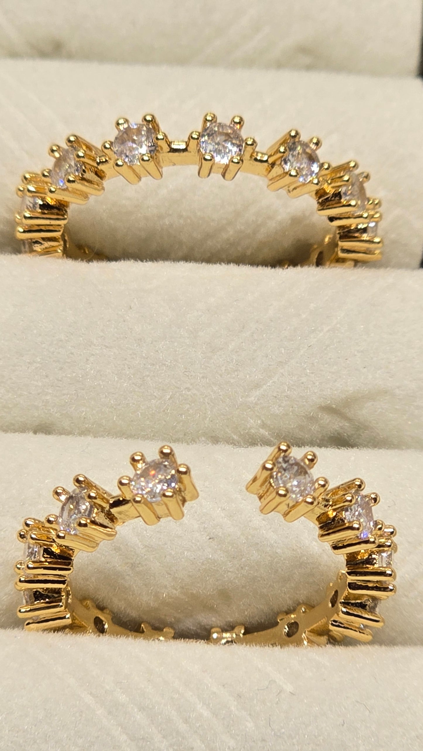 Adjustable Pave Zircon Ring 18k Gold Plated | Elegant, Stone-set