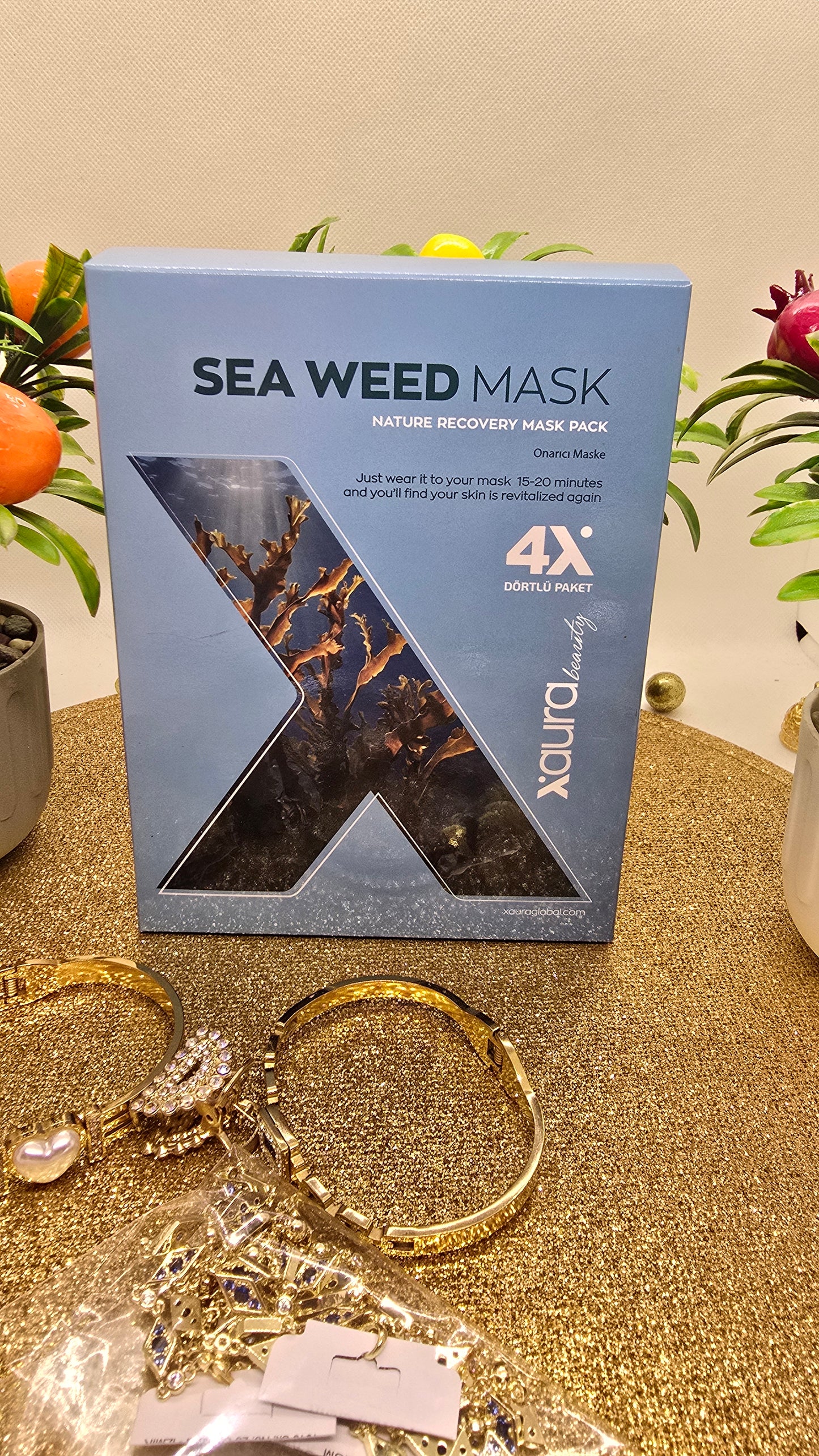 Xaura Global Seaweed Nature Recovery Mask from Korea – 4 Collagen Masks for Detox & Glow