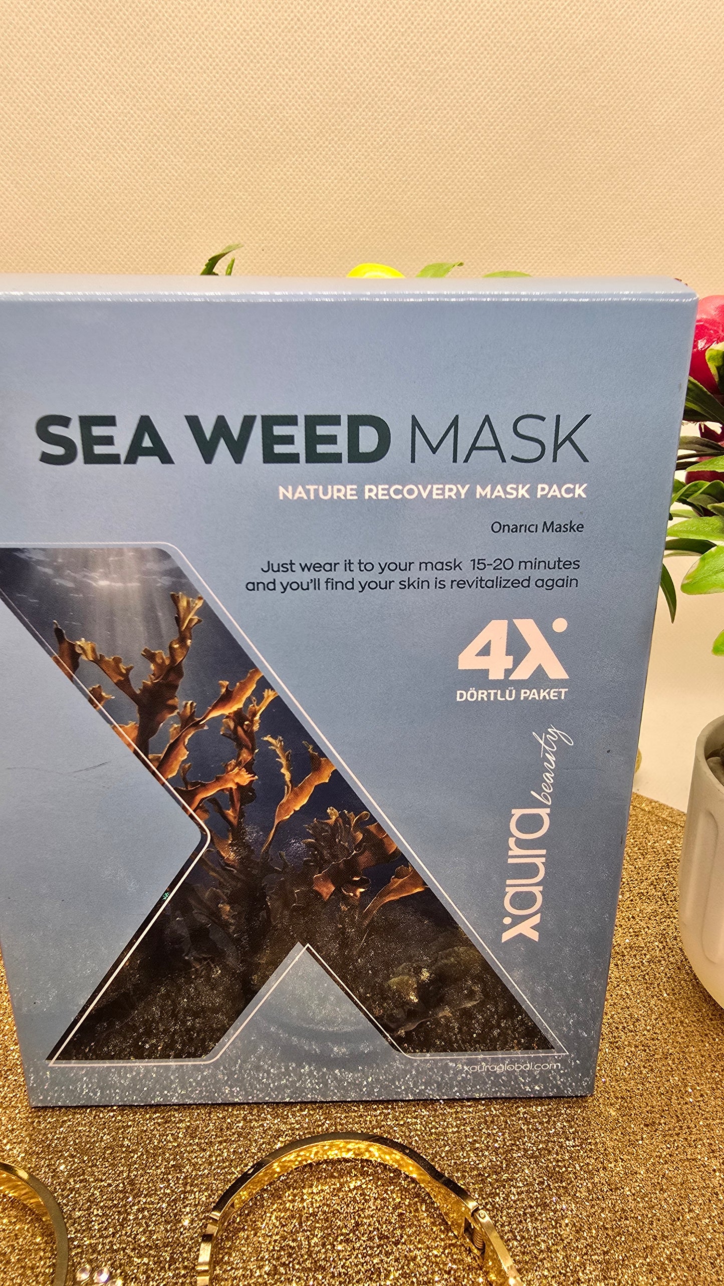 Xaura Global Seaweed Nature Recovery Mask from Korea – 4 Collagen Masks for Detox & Glow