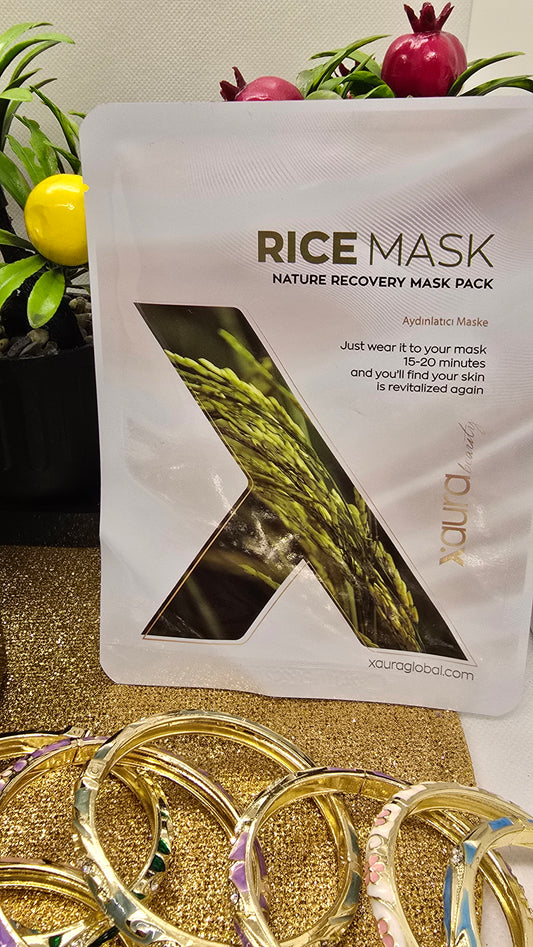 Xaura Global Rice Mask Set from Korea - Collagen Cotton Masks, 4 Masks