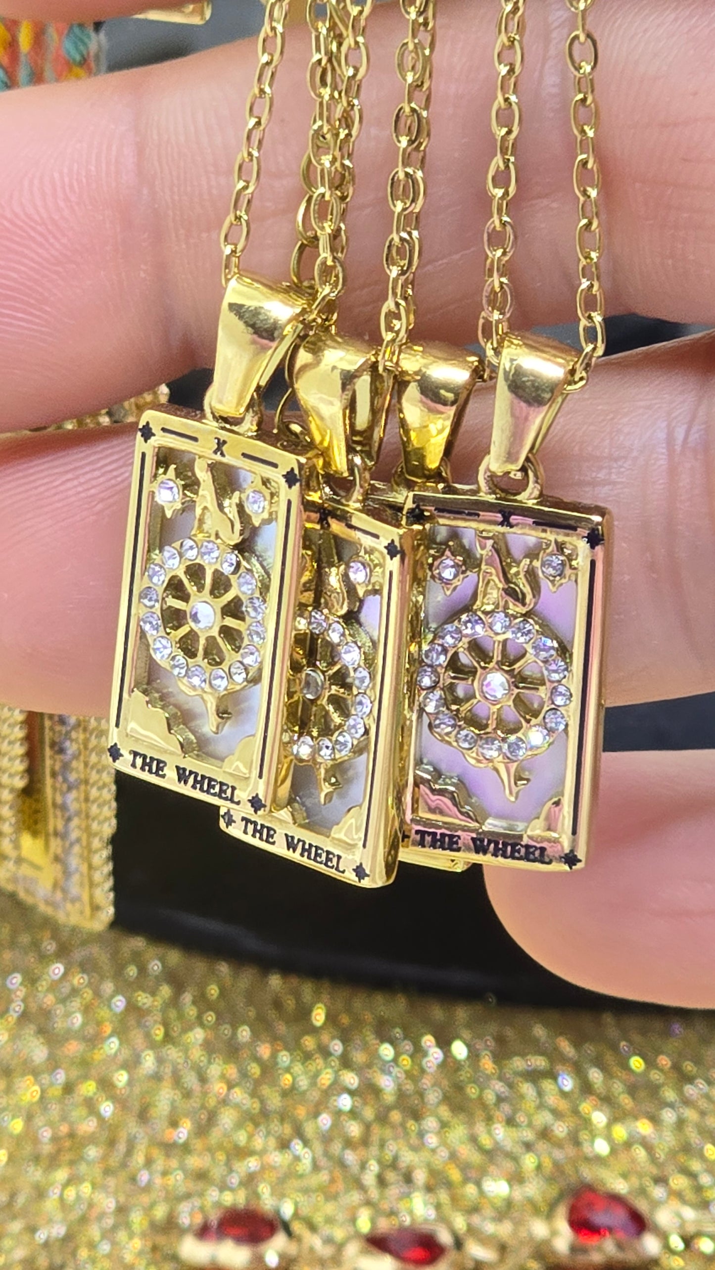 Tarot Card Charms Necklace 18K Gold Plated – Sun, Moon & Zodiac Sign