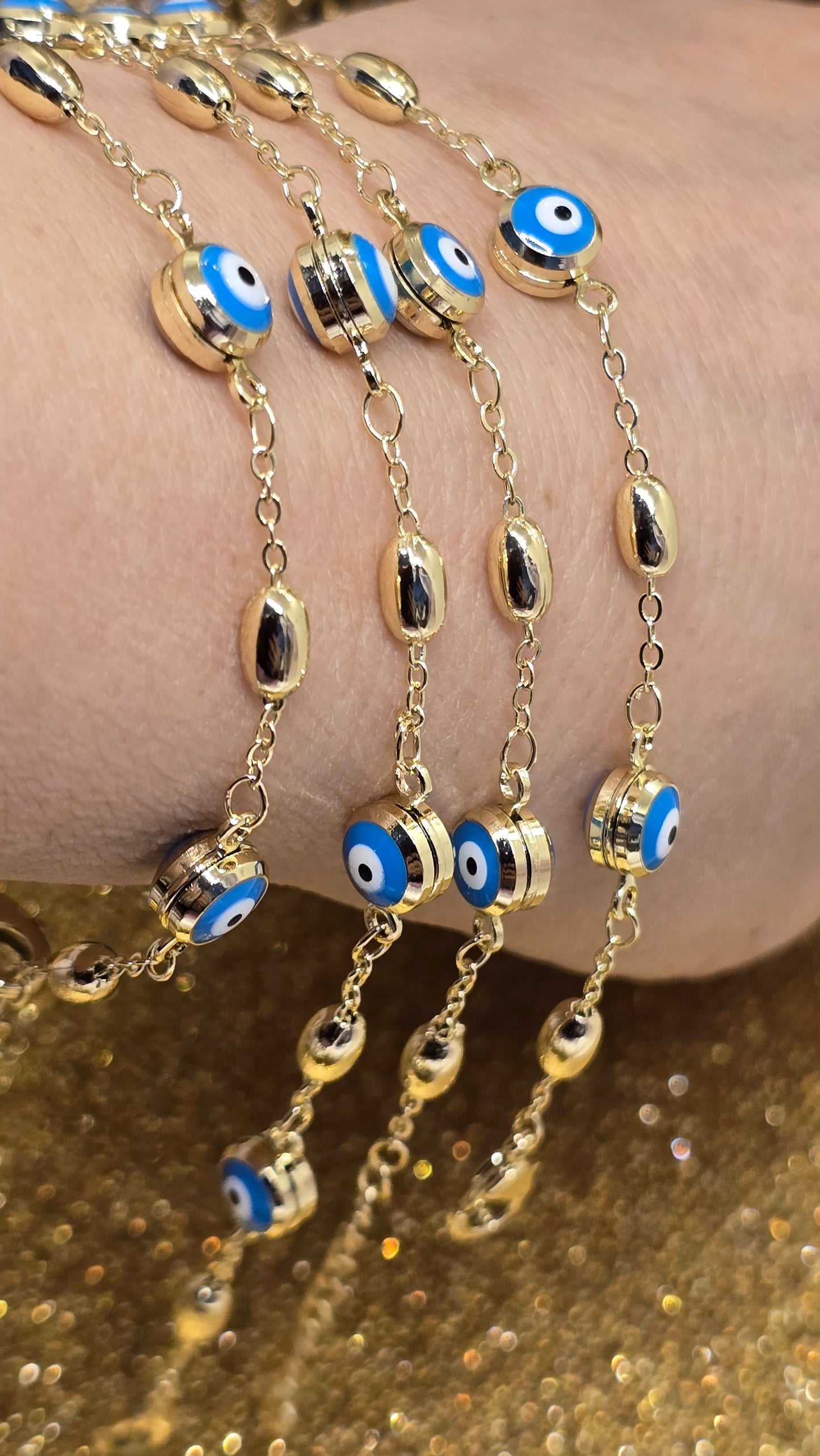 Evil Eye 18k Gold Plated Bracelet 20+5 cm Adjustable