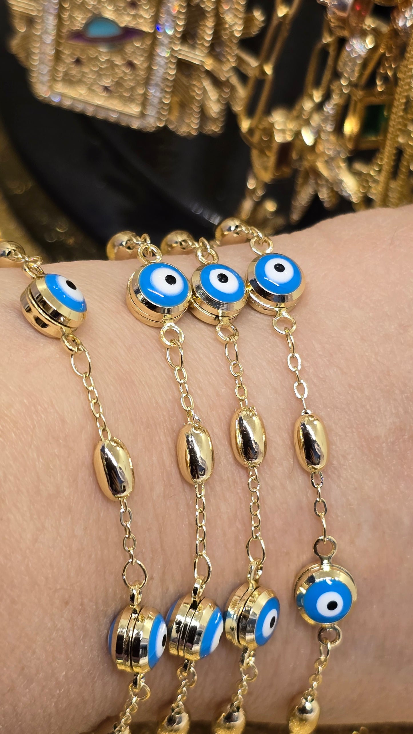 Evil Eye 18k Gold Plated Bracelet 20+5 cm Adjustable