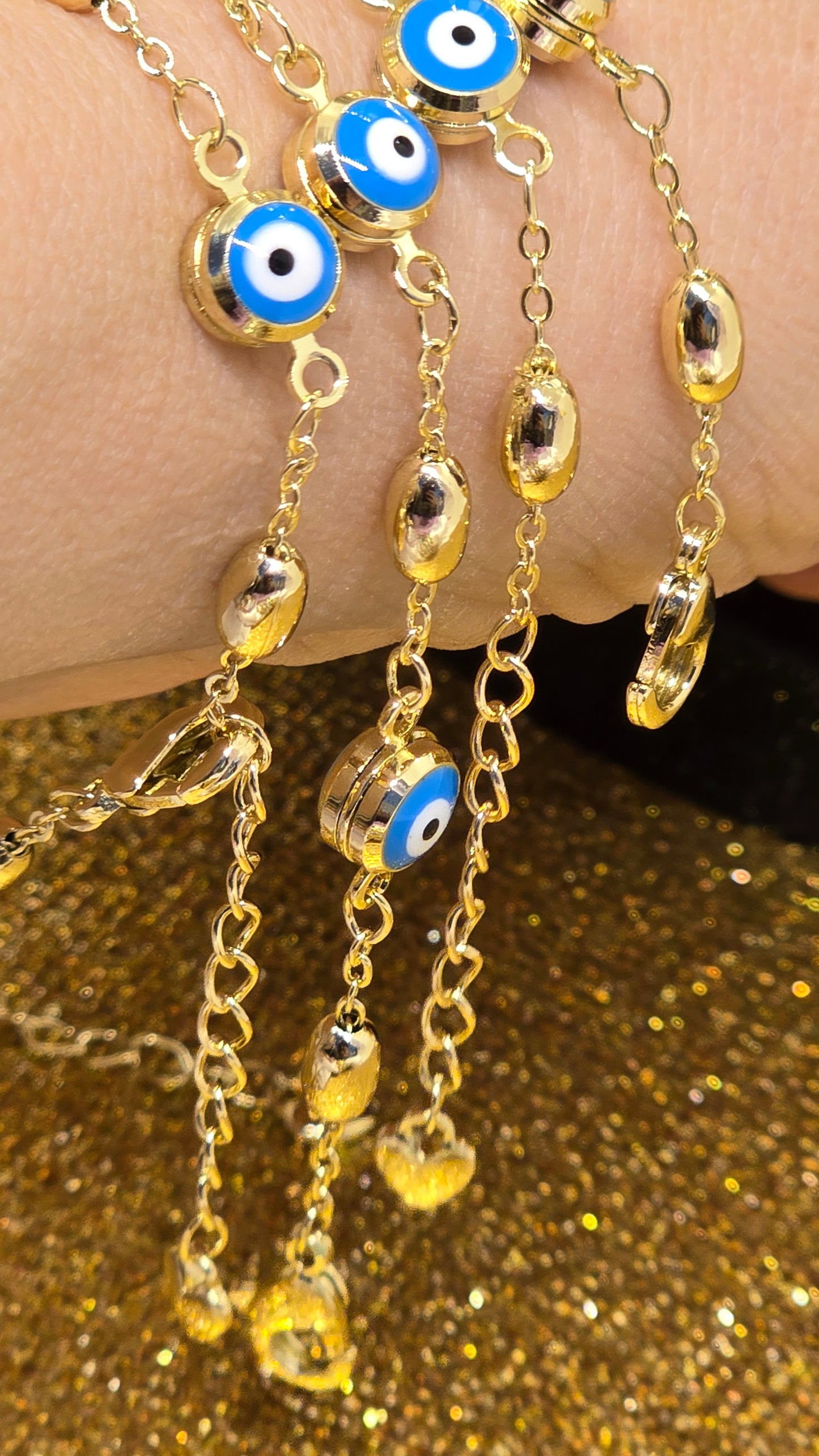 Evil Eye 18k Gold Plated Bracelet 20+5 cm Adjustable