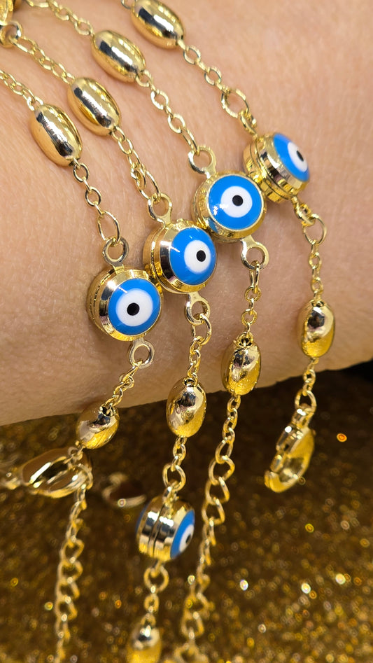 Evil Eye 18k Gold Plated Bracelet 20+5 cm Adjustable