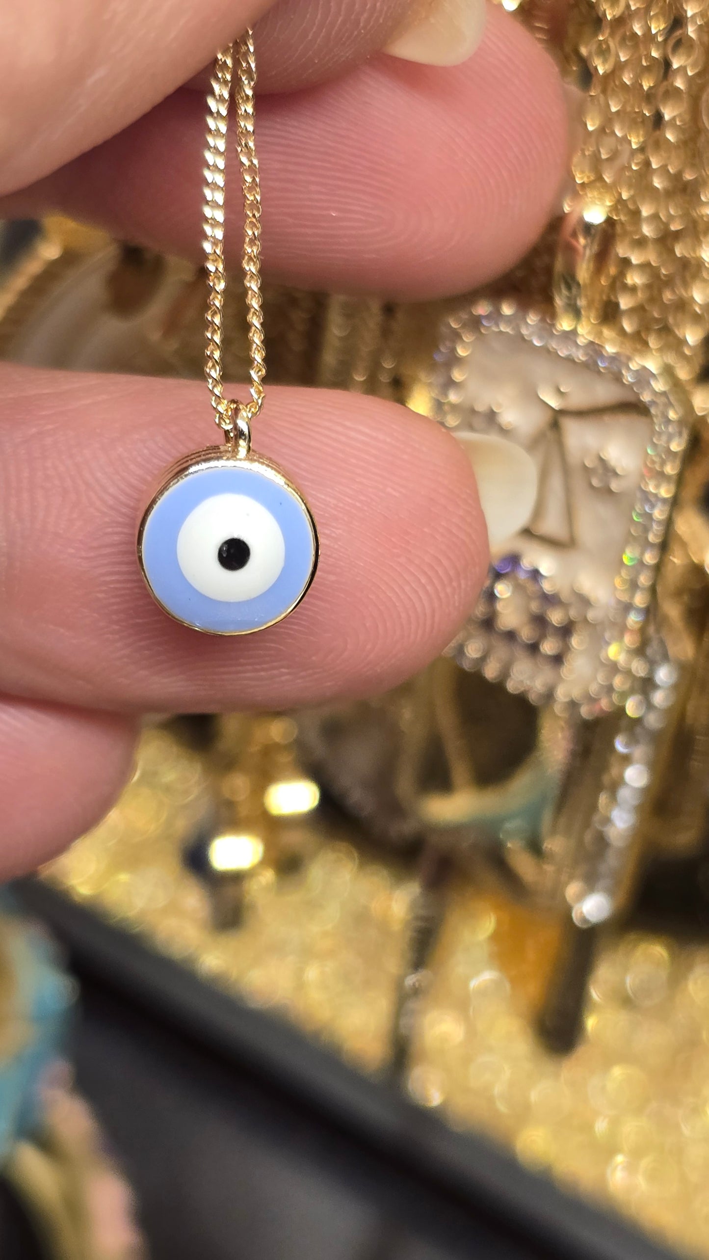 18K Gold Plated Evil Eye Necklace 45+6cm