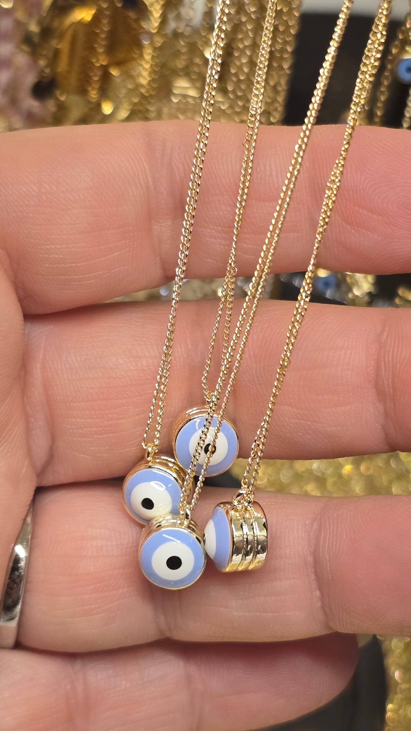 18K Gold Plated Evil Eye Necklace 45+6cm
