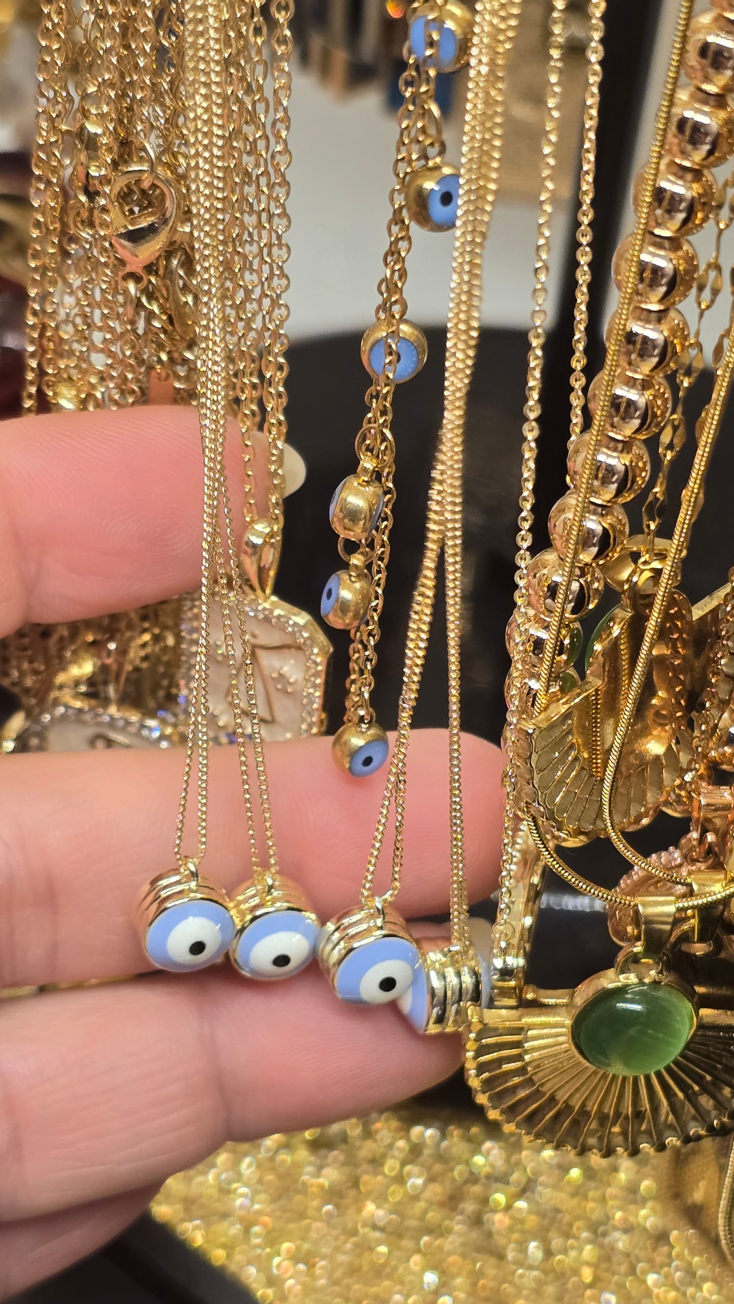 18K Gold Plated Evil Eye Necklace 45+6cm