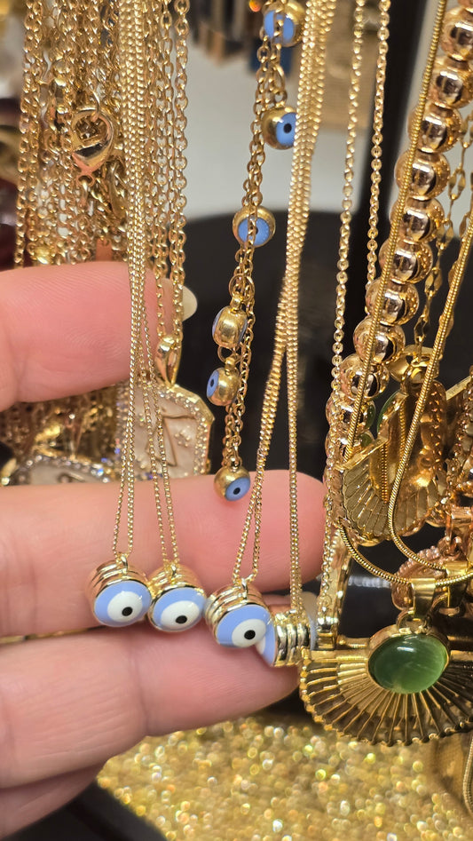 18K Gold Plated Evil Eye Necklace 45+6cm