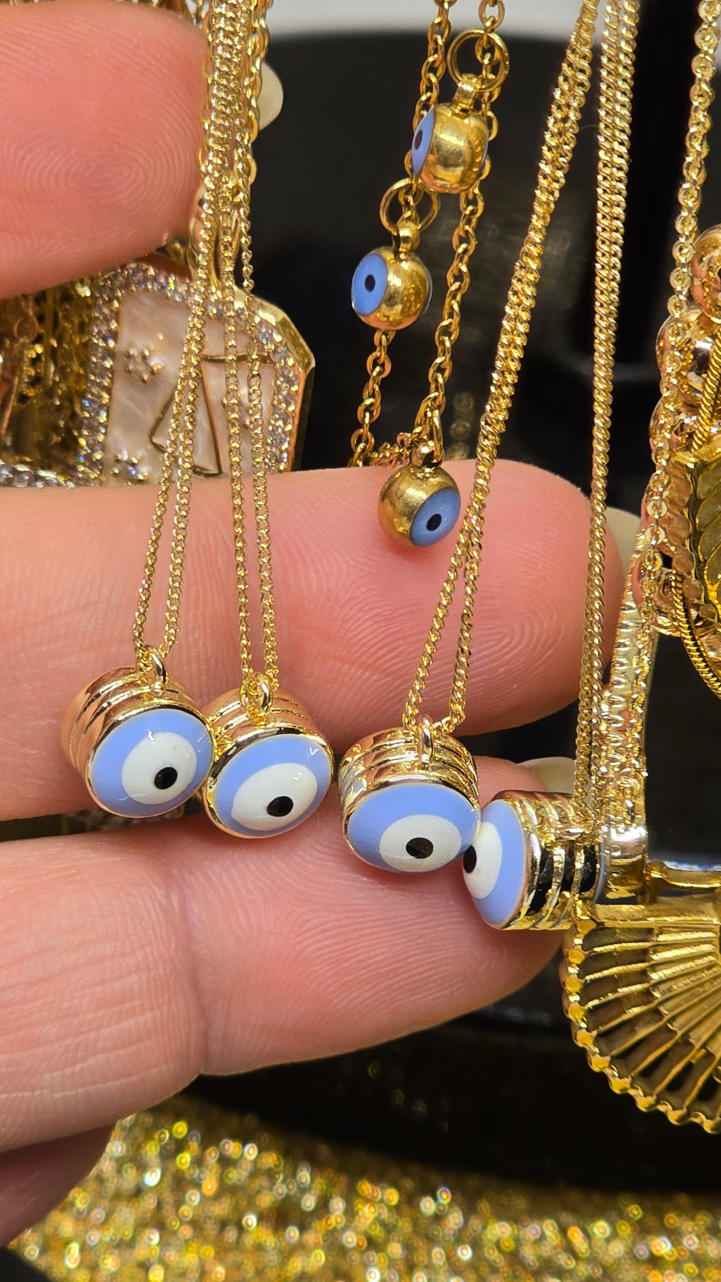 18K Gold Plated Evil Eye Necklace 45+6cm