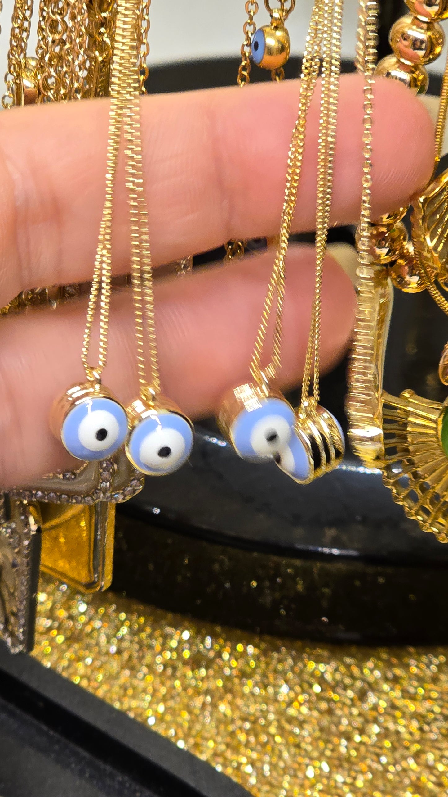 18K Gold Plated Evil Eye Necklace 45+6cm