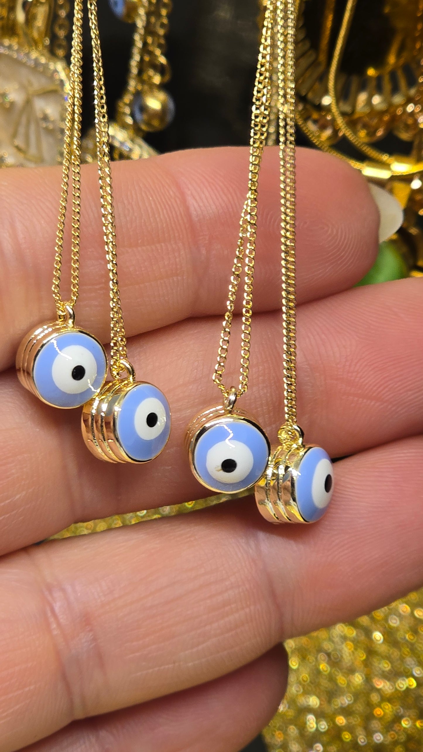 18K Gold Plated Evil Eye Necklace 45+6cm