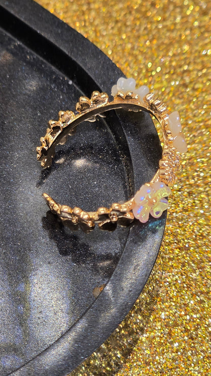 Verstellbarer Blüten-Opal-Ring 18k Vergoldet - Beautyway073 Düsseldorf Germany