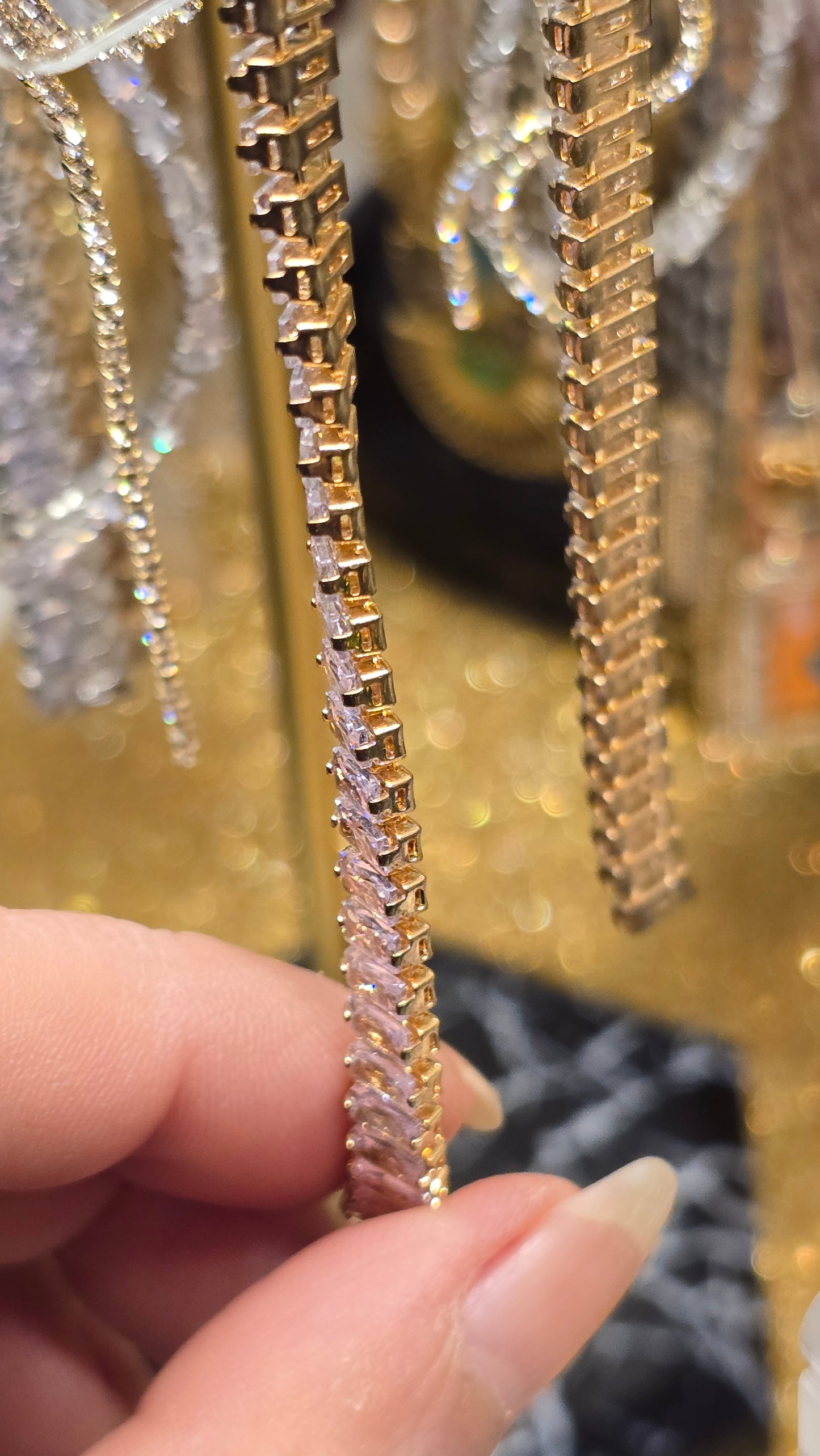 Wedding Jewelry Baguette Cubic Zirconia Earrings 7.5cm – Elegant Drop Earrings