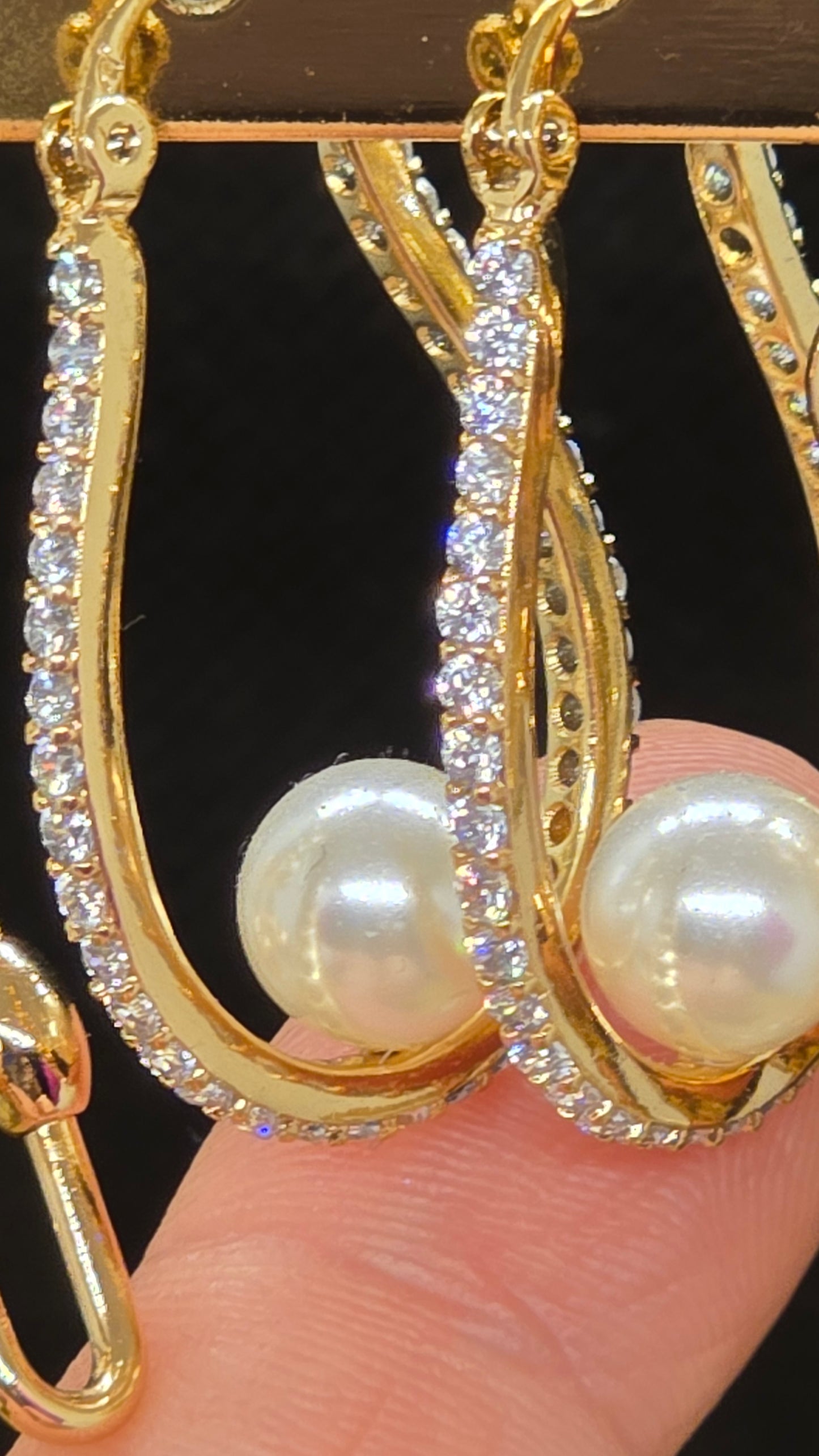 Pearl Hoop Earrings Rose Gold - Stainless Steel Earrings