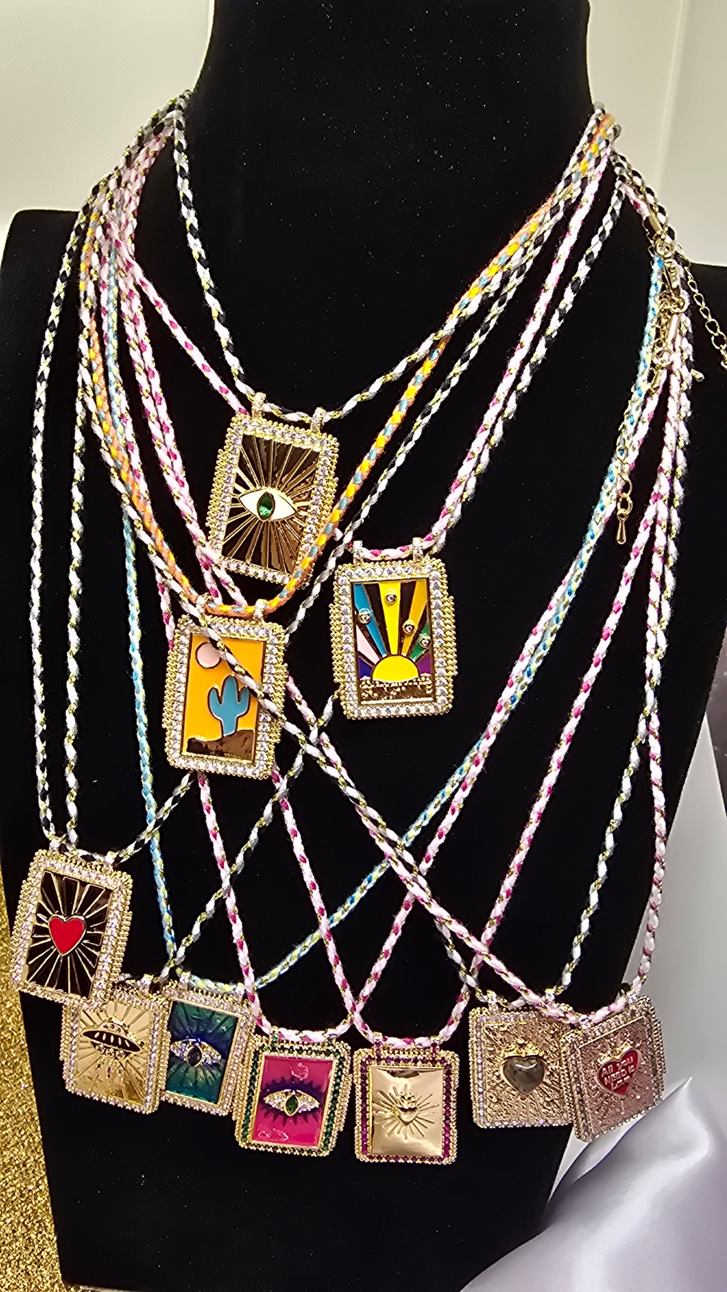 Tarot Card Necklace 18K Gold Plated – Retro Pendant 50+6cm
