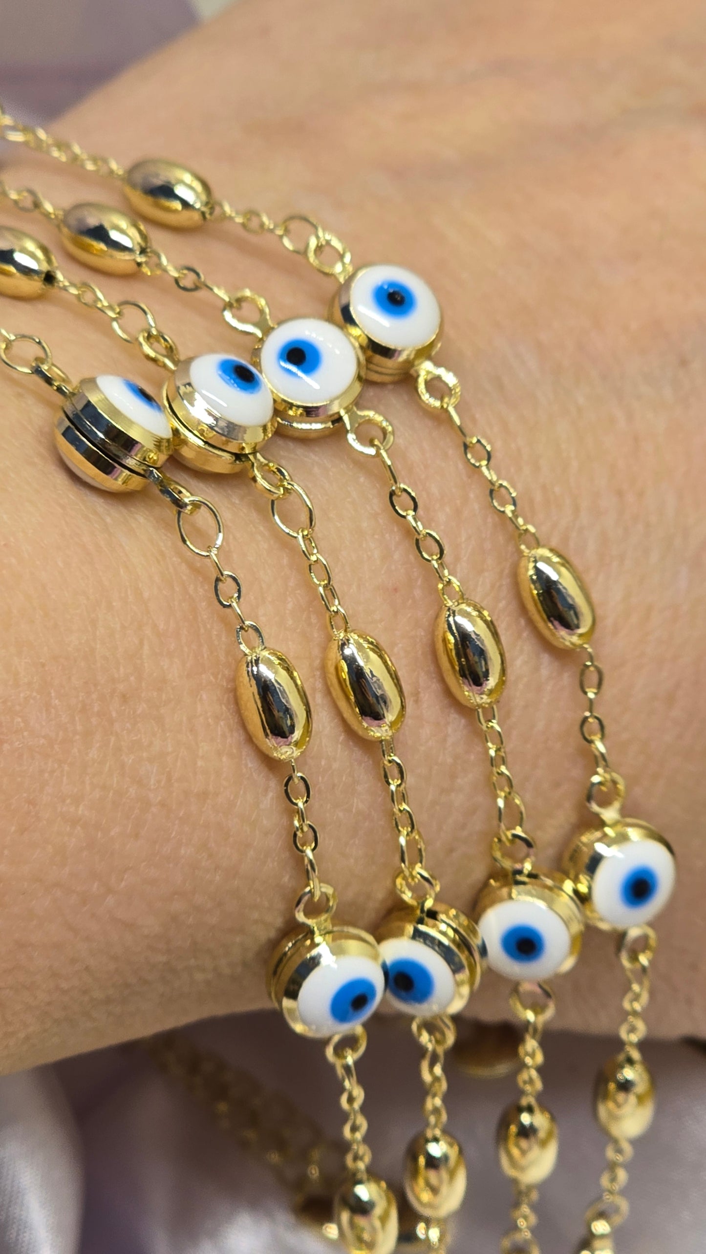 Evil Eye 18k Gold Plated Bracelet 20+5 cm Adjustable