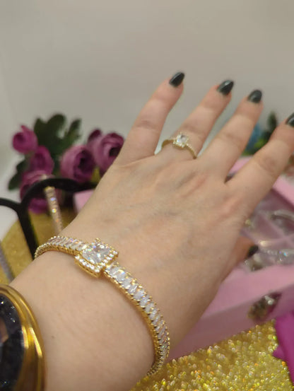 Baguette Tennis Armband - Vergoldet & Versilbert mit Zirkonia - Beautyway073 Düsseldorf Germany