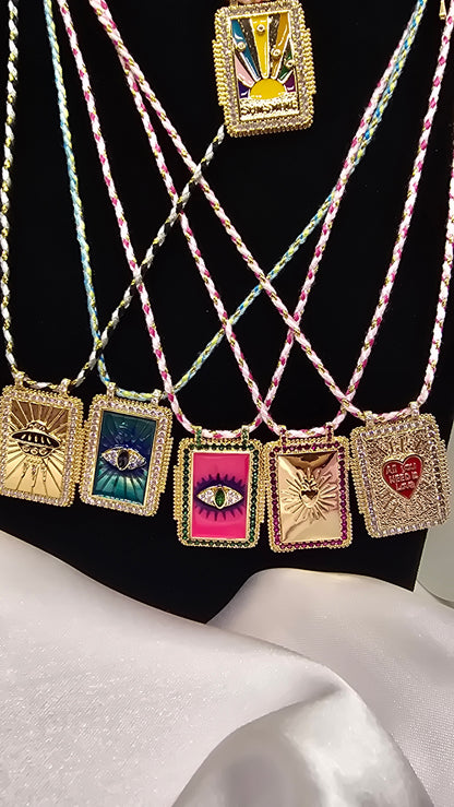 Tarot Karten Halskette 18K Vergoldet – Retro Anhänger 50+6cm - Beautyway073 Düsseldorf Germany