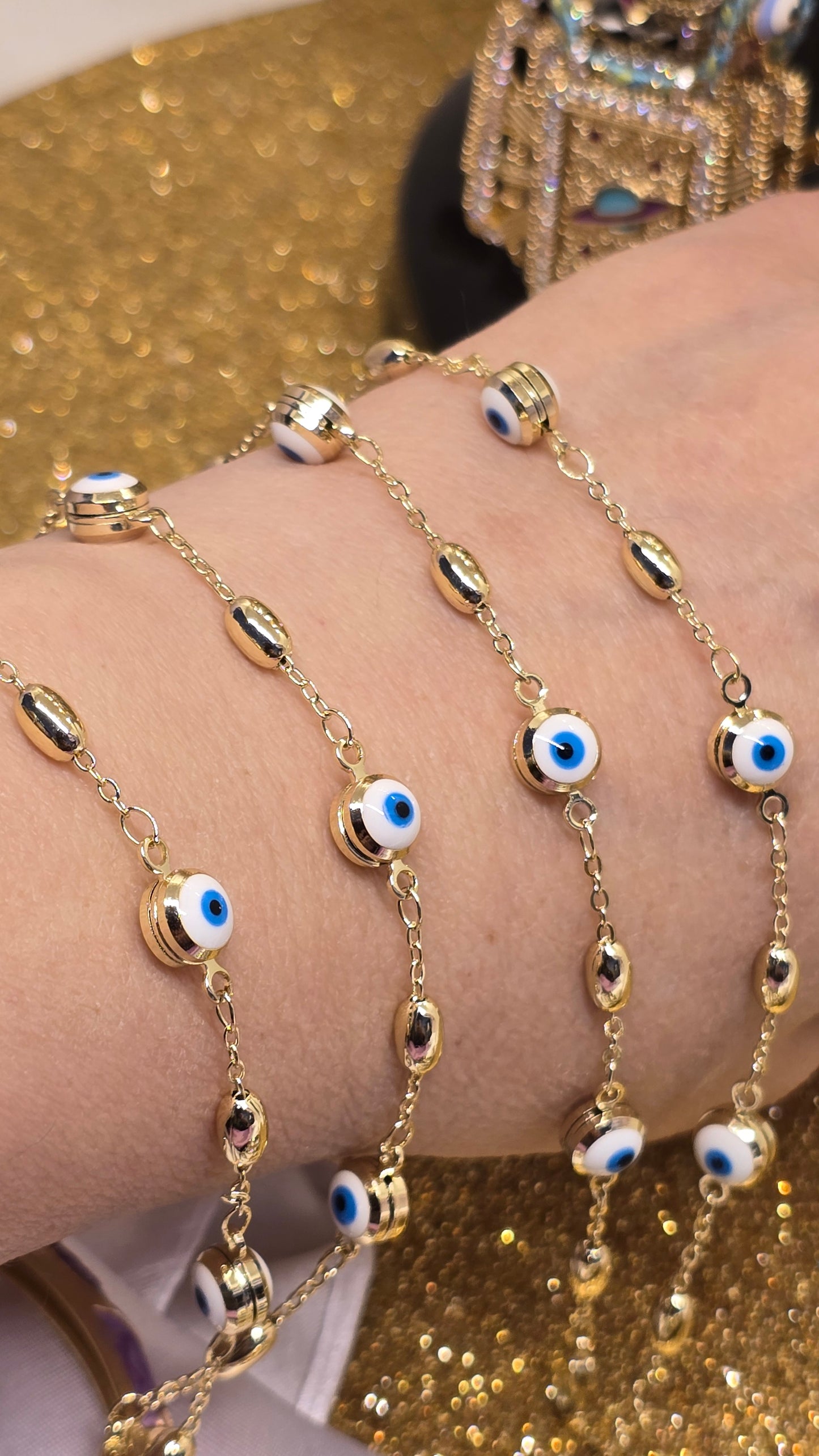 Evil Eye 18k Gold Plated Bracelet 20+5 cm Adjustable