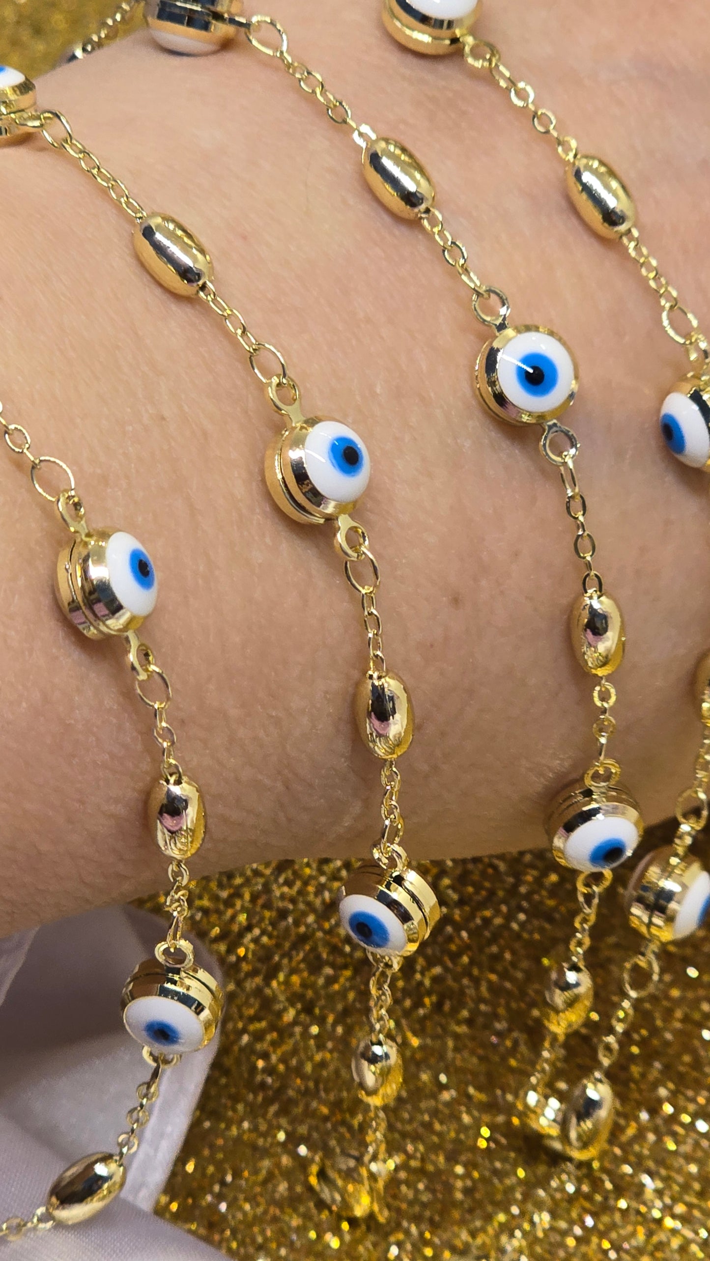 Evil Eye 18k Gold Plated Bracelet 20+5 cm Adjustable