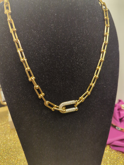 U-Gliederkette Halskette Damen – Edelstahl Gold Detailansicht