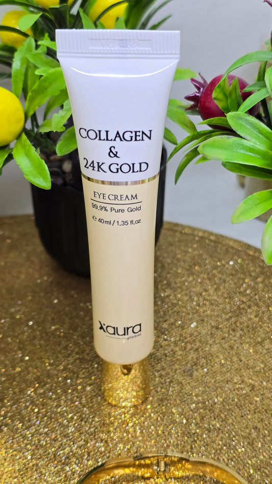 Xaura Global 24K Gold Augencreme mit Kollagen – Tube 40 ml mit 99,9 % reinem Gold