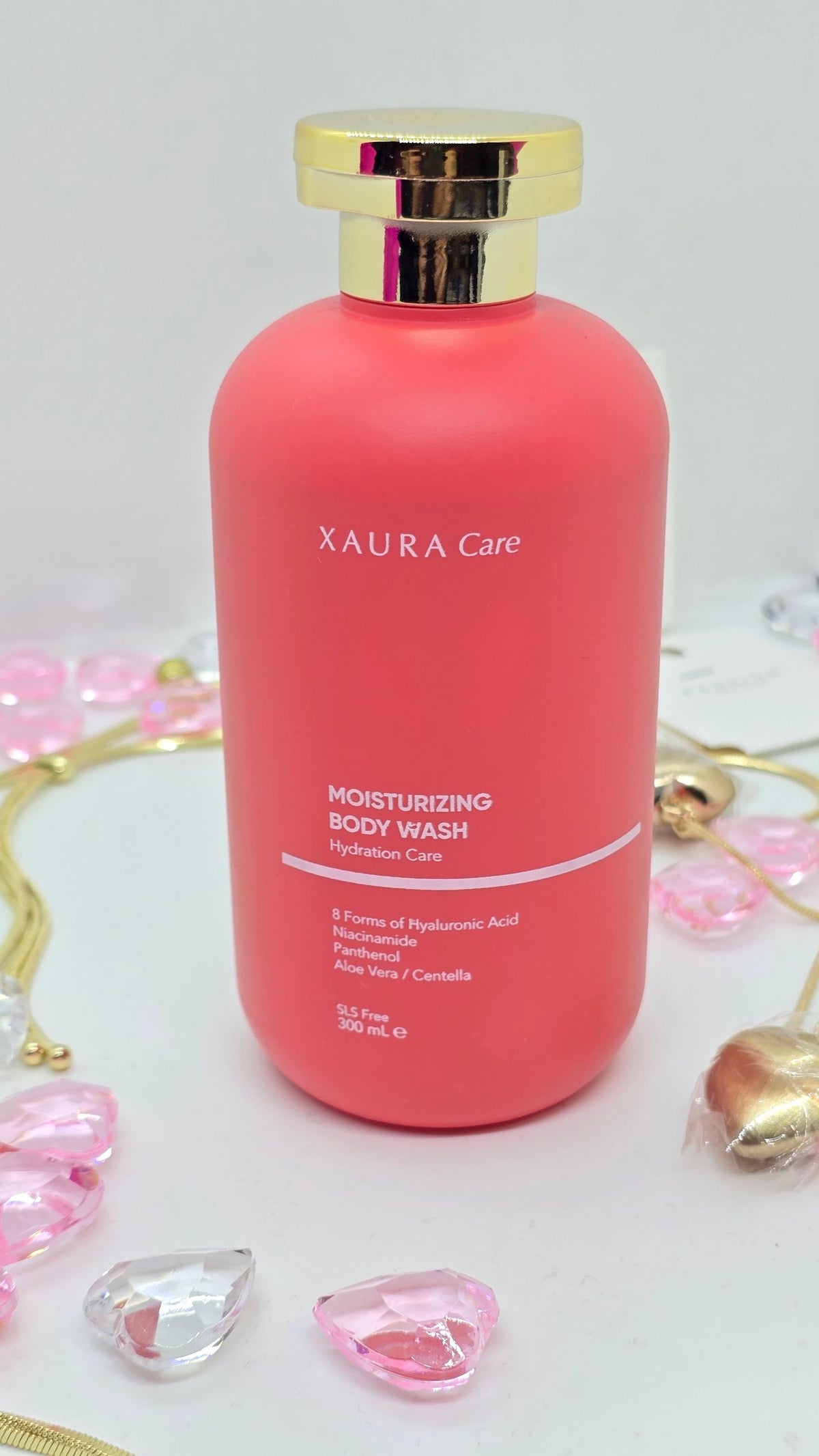 Xaura Care Feuchtigkeits-Duschgel mit 8 Formen Hyaluronsäure, Niacinamid & Panthenol – Flasche mit Goldverschluss